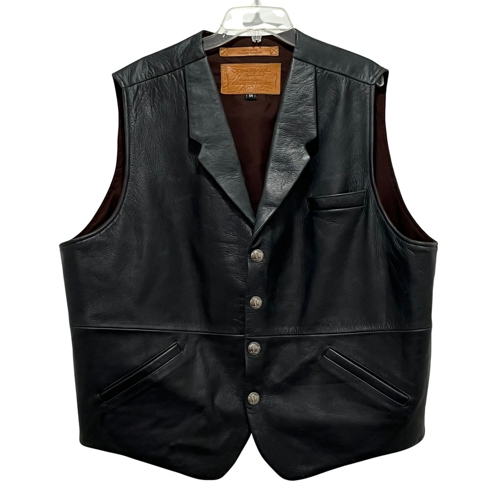 Coronado Leather Excellent Condition Vest Men 54 T Black Buffalo Nickel Snaps